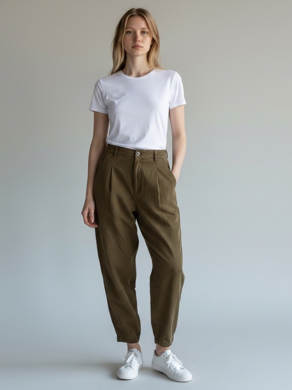 EVERLANE size 6 organic cotton pants women’s slouchy trouser olive green